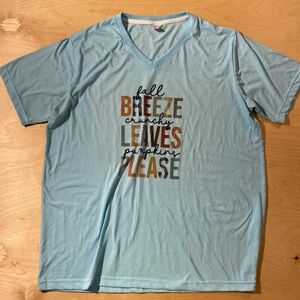 Blanksful Light Blue Graphic V-Neck Tee XL (C)